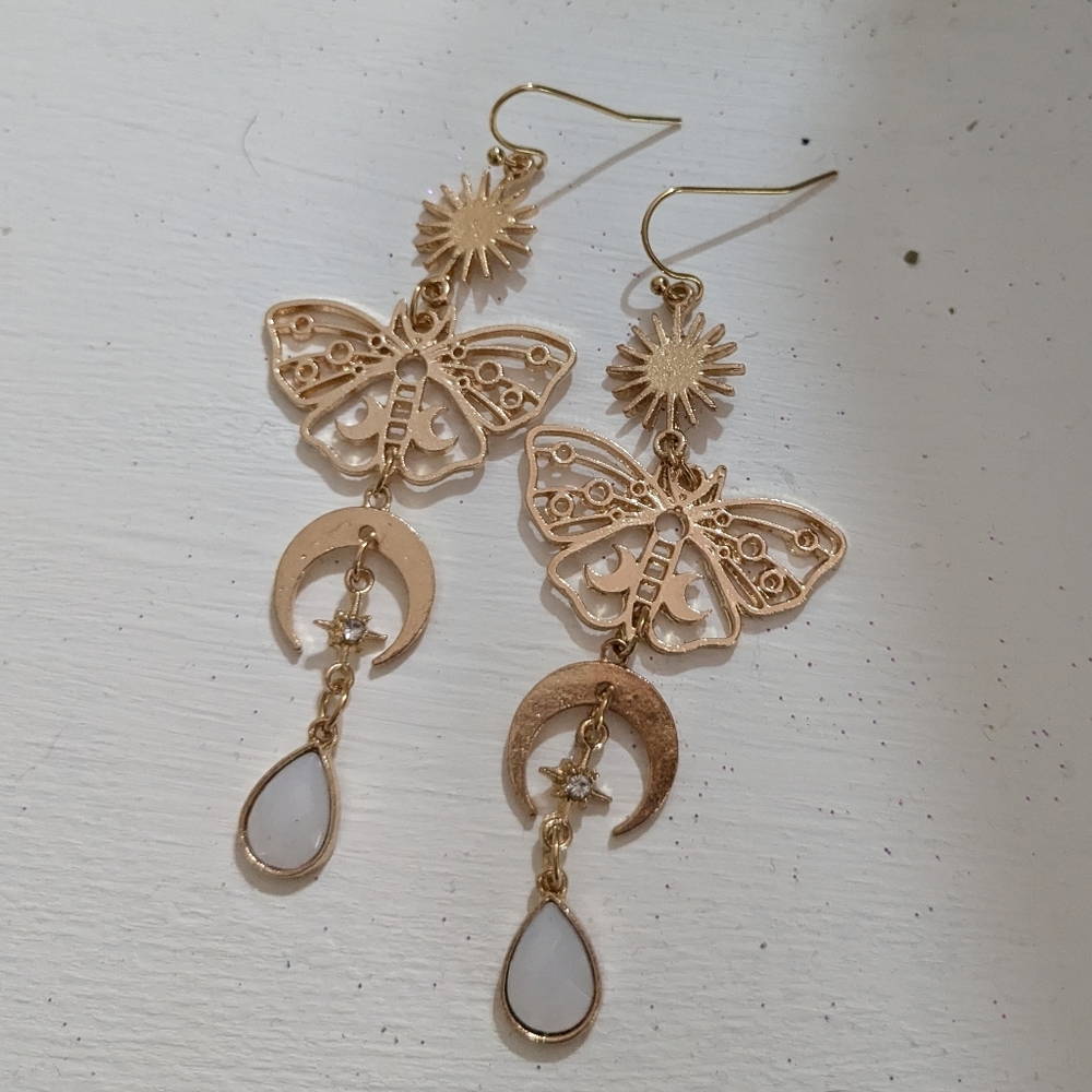 celestial moth earrings